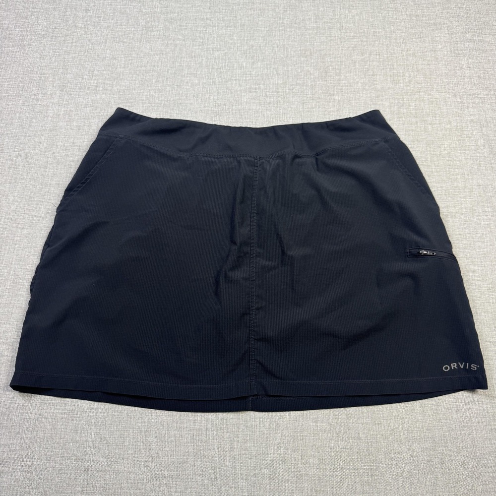 Orvis Skort Womens XL Black Athletic Pull On Lined Stretch‎ Zip Pockets